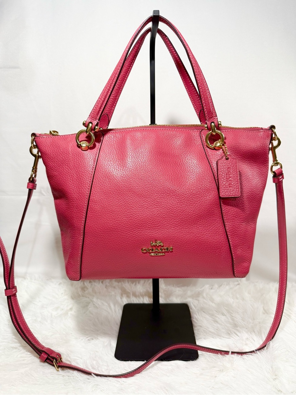 Coach Pebbled Leather Pink Satchel
